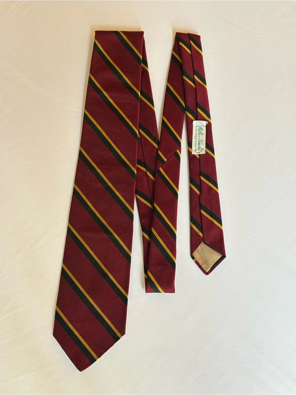 SOLD!! Vintage Reis of New Haven Mills-Touché Striped Red Silk Repp Tie